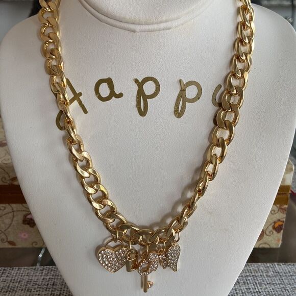 Lane Bryant Chunky Gold color Metal with pendants Rhinestone - Picture 5 of 6